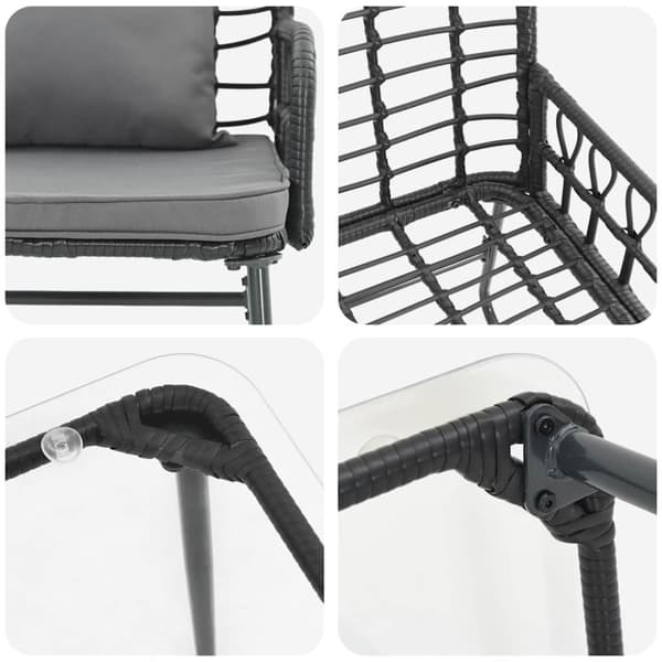 Trädgårdsmöbelset 4 pcs Svart och Anthracit konstrotting