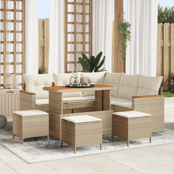 Trädgårdsoffset 9 st Beige konstrotting