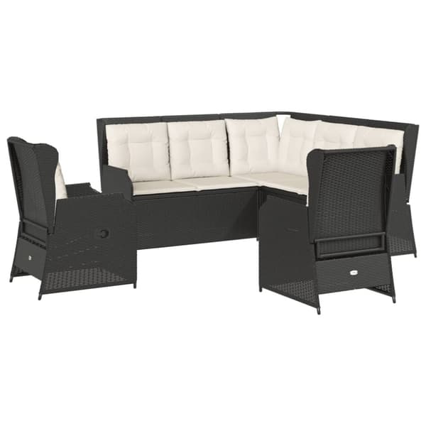 Loungegrupp med dynor 5 delar konstrotting svart