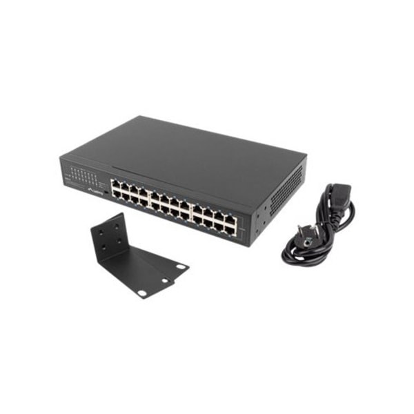 Lanberg RSGE-24 - switch - 24 portar - ohanterad - rackmonterbar Svart