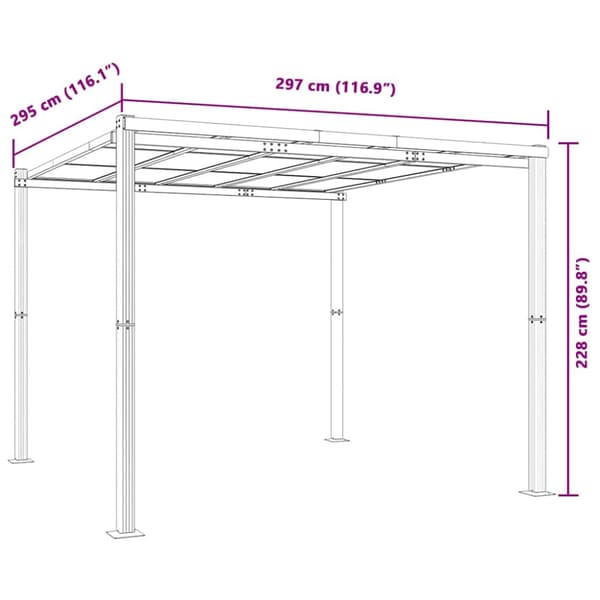 Lusthus antracit 3x3 m aluminium