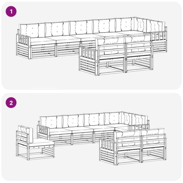 Utomhussoffset med kudde 8 pcs Vit och antracit Polyester