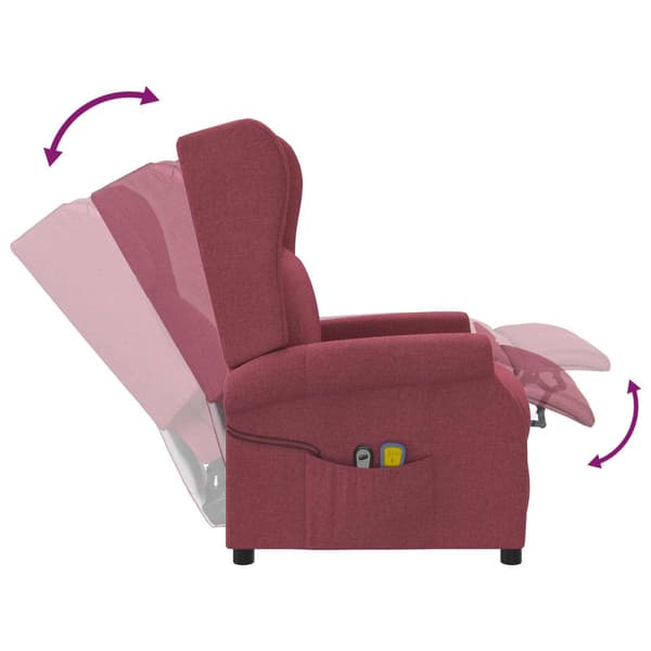 Vingback Elektrisk Massagefåtölj Vinröd Tyg
