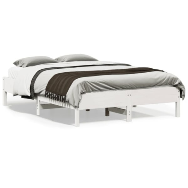 Sängram utan madrass vit 140x190 cm massiv furu
