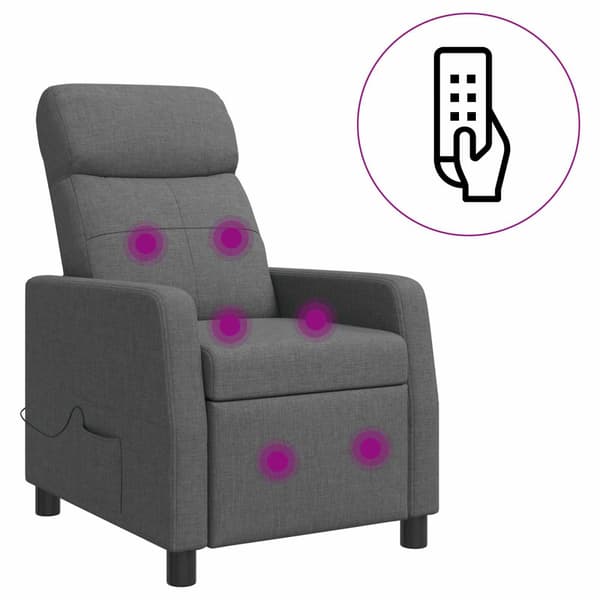 Massagefåtölj Mörkgrå Tyg