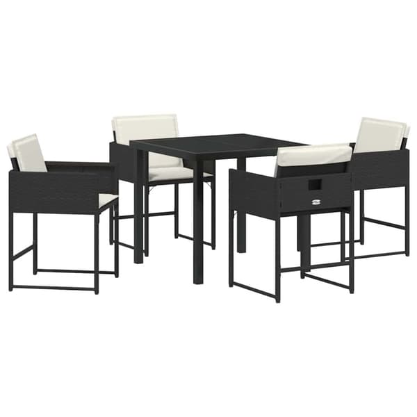 Trädgårdsmöbelset 5 pcs Svart konstrotting