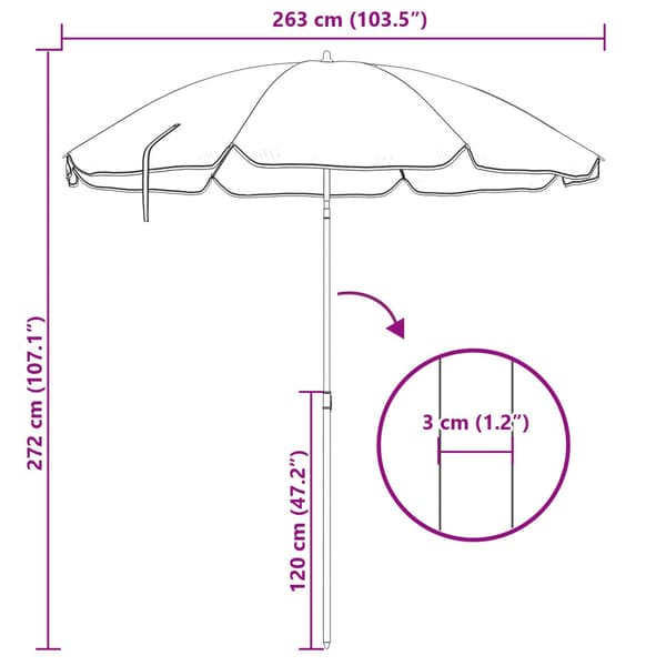 Trädgårdsparasol 263 x 263 x 272 cm 170T polyester Blå och Vit