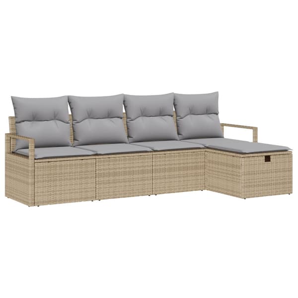Soffset med kudde 5 pcs Beige och Ljusgrå konstrotting
