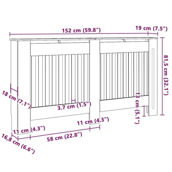 Radiatorlock 2 pcs Grå 152 x 19 x 81,5 cm Konstruerat trä