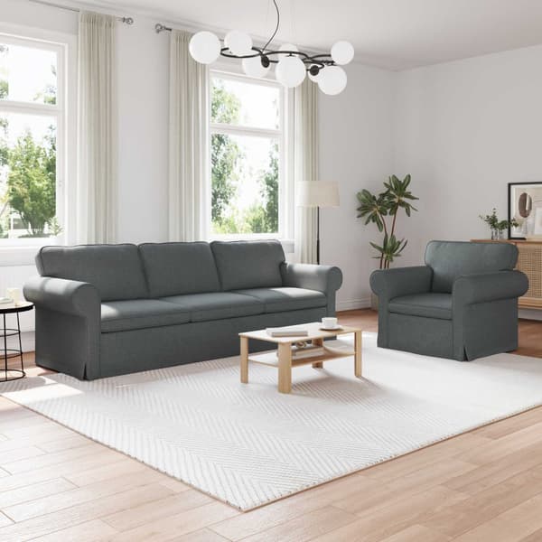 Soffset 2 pcs Mörkgrå 245 x 82 x 80 cm tyg