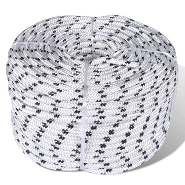 Båtlina flätad 8 mm x 250 m polyester vit