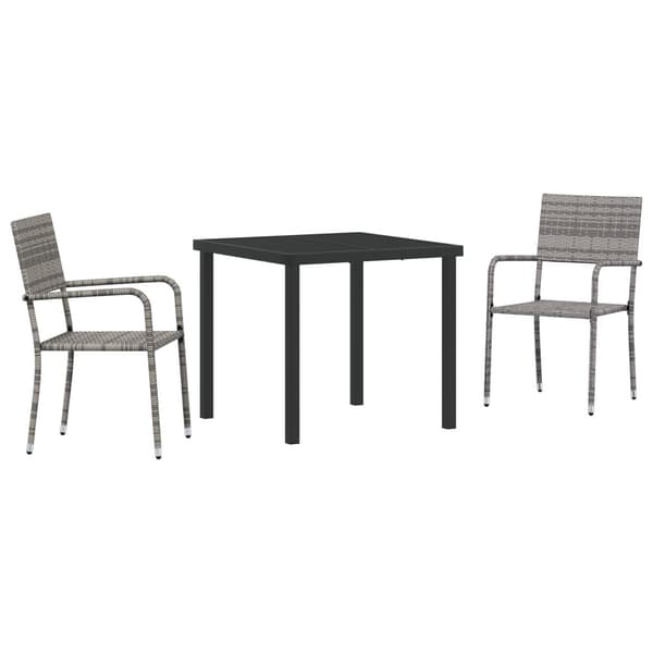 Trädgårdsmöbelset med kudde 3 pcs Grå konstrotting