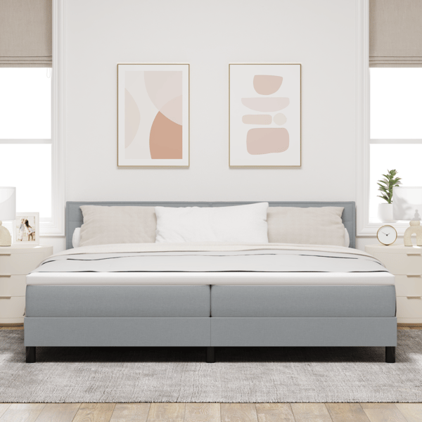Bäddfjäder med LED-ljusslingor Ljusgrå 200 x 200 cm tyg