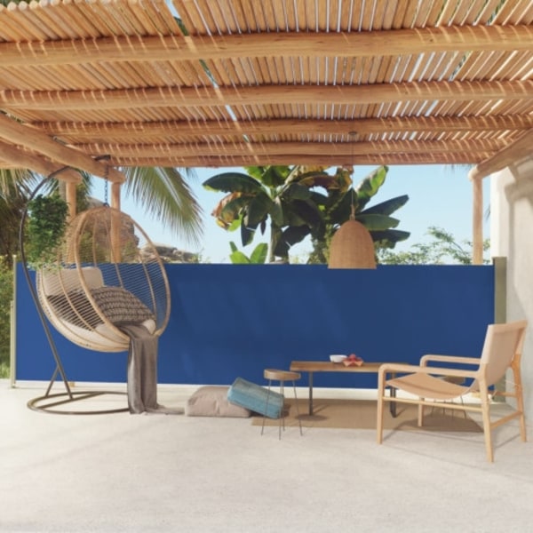 Infällbar sidomarkis 140x500 cm blå