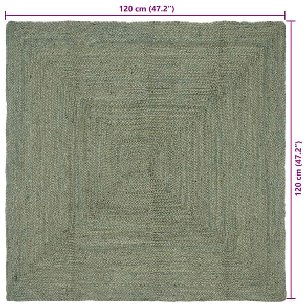 Områdesmattor Rektangulär Olivgrön 120 x 120 cm Jute