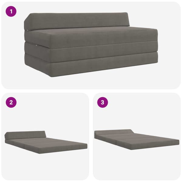 Fällbar Soffbed Ljusgrå 120 x 60 x 49 cm Tyg