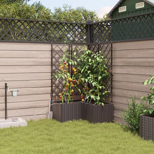 Trädgårdsplanterare 3 pcs Brun Plast