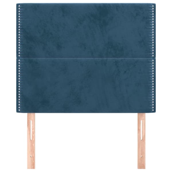 Sänggavel mörkblå 100x5x118/128 cm sammet