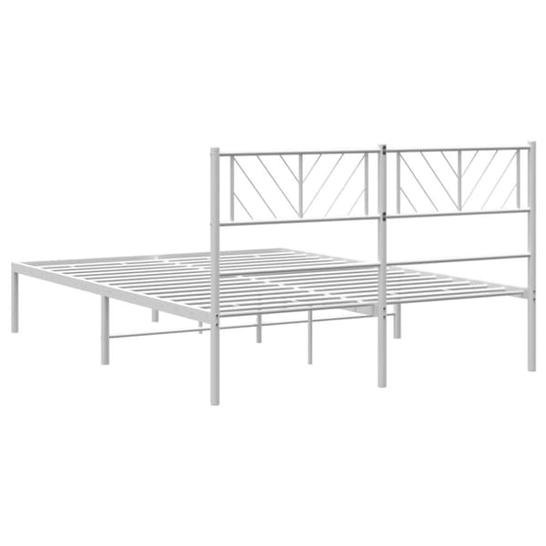 Sängram med huvudgavel metall vit 135x190 cm