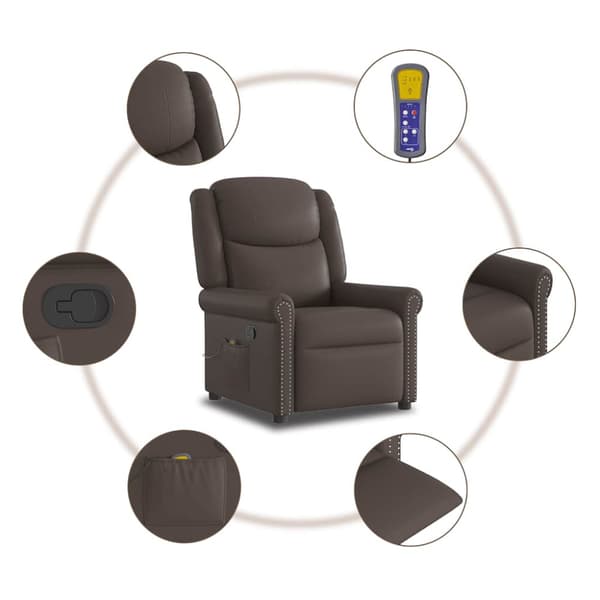 Massagefåtölj brun glansig konstläder
