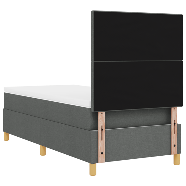 LED Box Säng med huvudgavel Mörkgrå 100 x 200 cm tyg