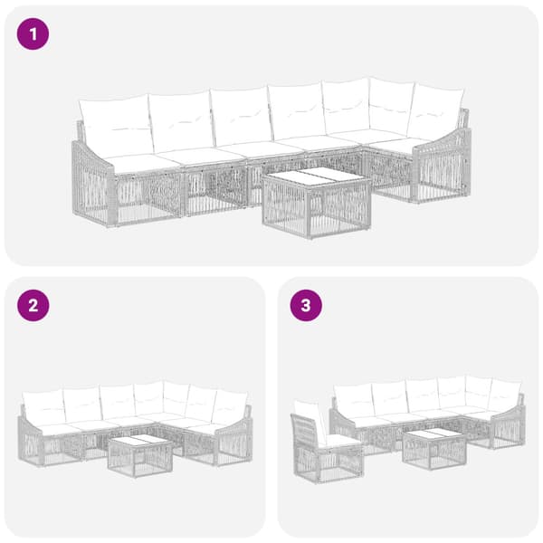 Trädgårdsoffset 7 pcs Svart konstrotting