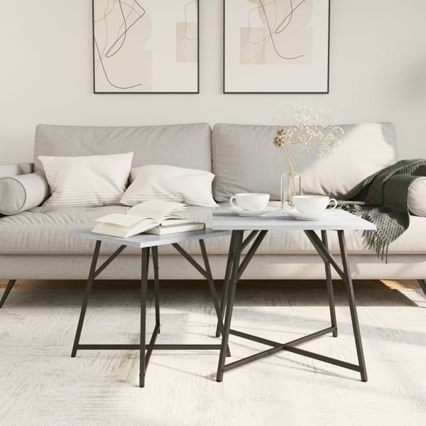 Sidobordsset 2 pcs Grå Sonoma och Svart