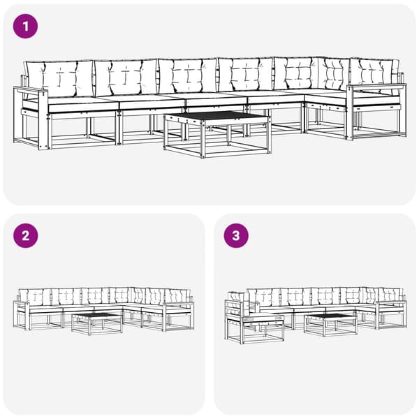 Utomhussoffset 7 pcs Vit och antracit 79 x 79 x 37 cm Polyester
