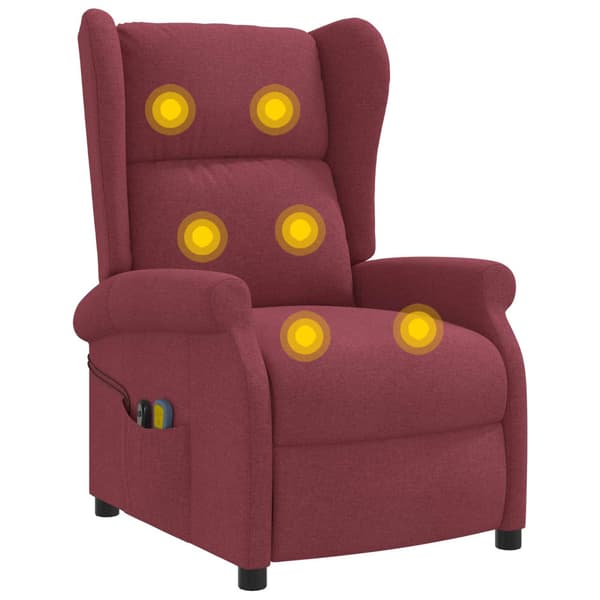 Vingback Elektrisk Massagefåtölj Vinröd Tyg