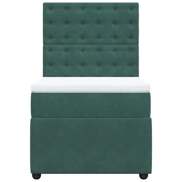 Ramsäng med madrass mörkgrön 90x190 cm sammet