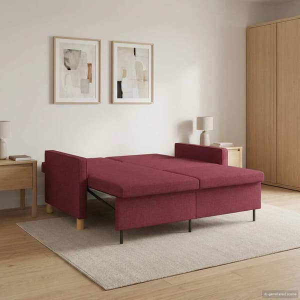 Pull Out Sofa Bed Vinröd Tyg