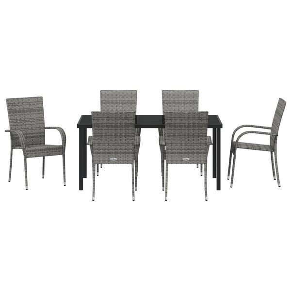 Trädgårdsmöbelset 7 pcs Grå Pulverlackerat stål