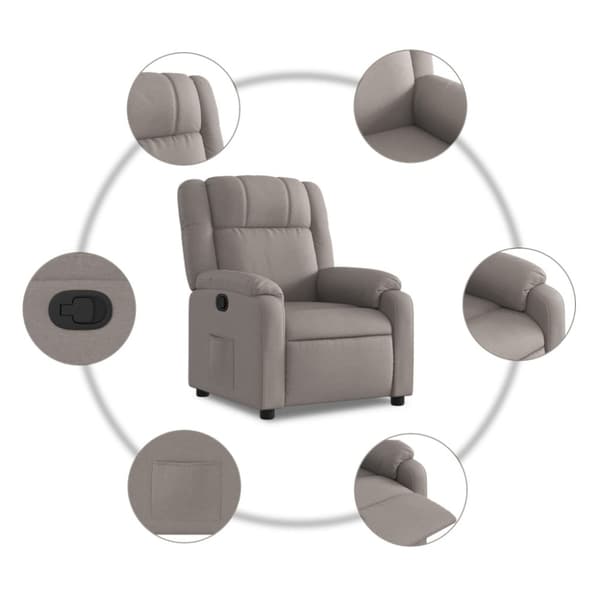 Reclinerfåtölj taupe tyg