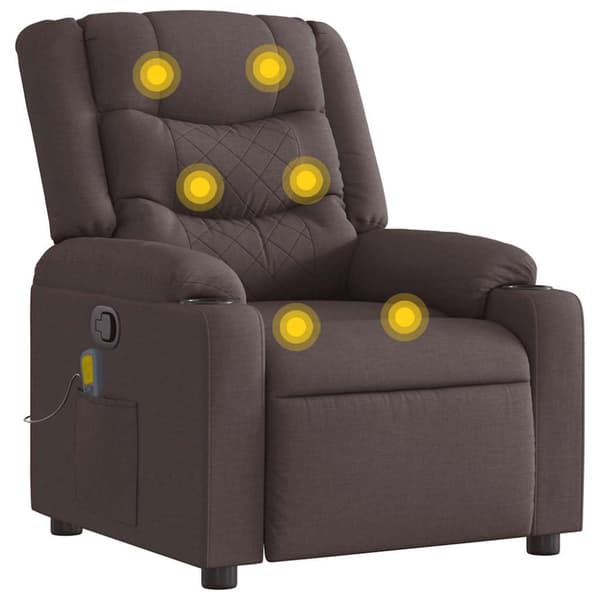 Massagefåtölj mörkbrun tyg