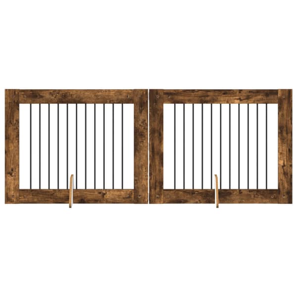 Hundgrind med ställningar 2 pcs Rökt ek 100 x 80 cm