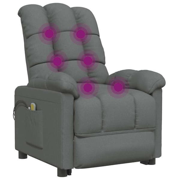 Elektrisk massagefåtölj mörkgrå tyg