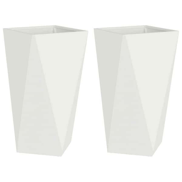 Planteringskärl 2 pcs Vit 40 x 40 x 75 cm Stål