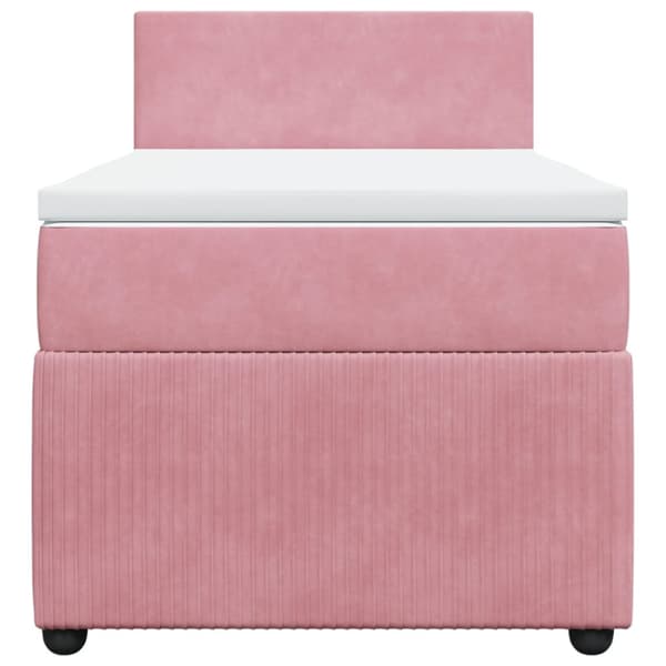 Ramsäng med madrass rosa 90x190 cm sammet