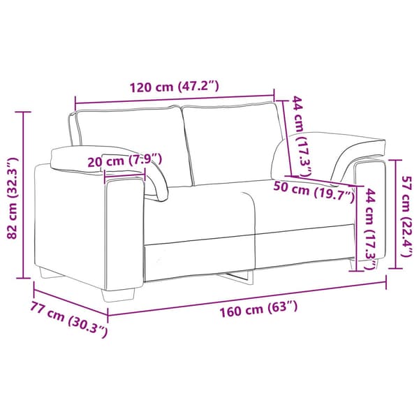 Tvåsitssoffa Vinröd 160 cm tyg