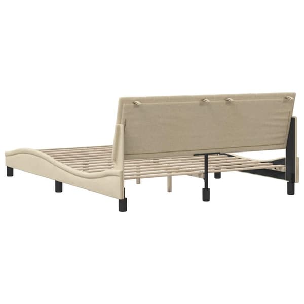 Bed Frame without Mattress "Hanko" Cream 160x200 cm Fabric
