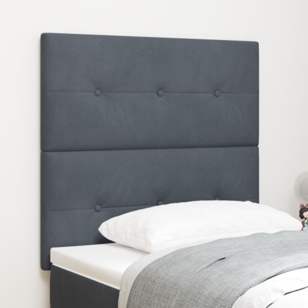 Sänggavel Med Knapp Tufting Mörkgrå 80 cm Sammet