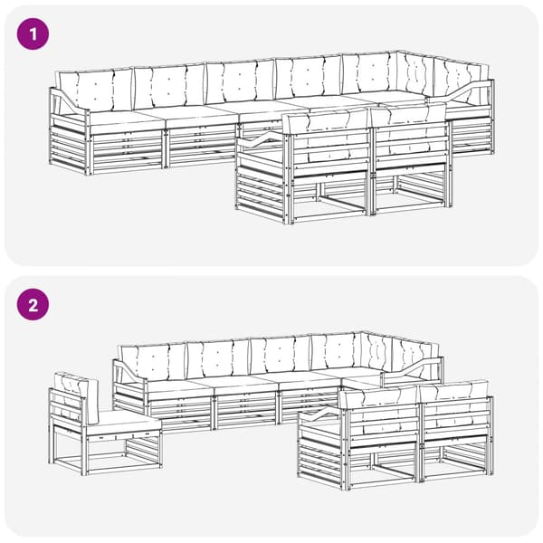 Utomhussoffset med kudde 8 pcs Naturlig och Grädde