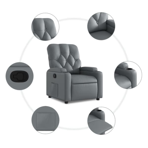 Reclinerfåtölj grå konstläder