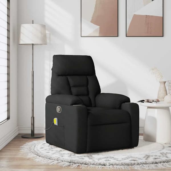 Massagefåtölj svart tyg
