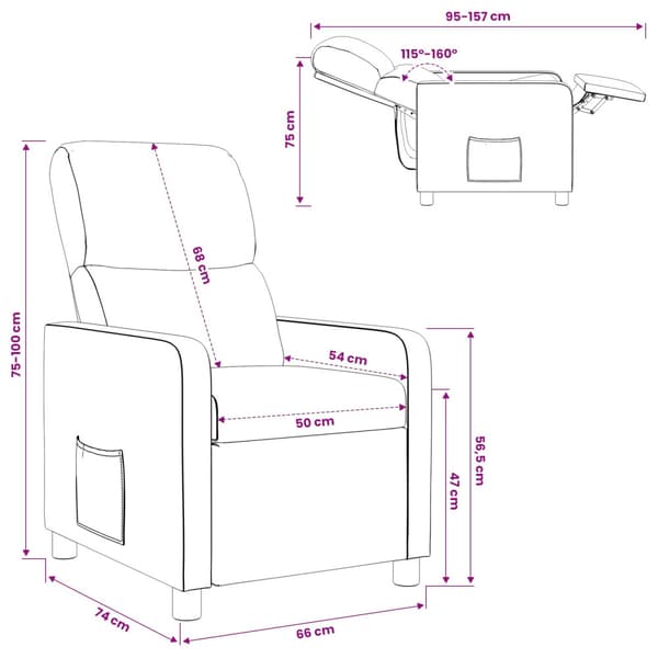 Recliner Ljusgrå Tyg