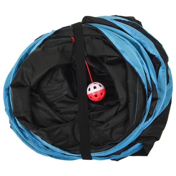 S-formad kattunnel svart och blå 122 cm polyester