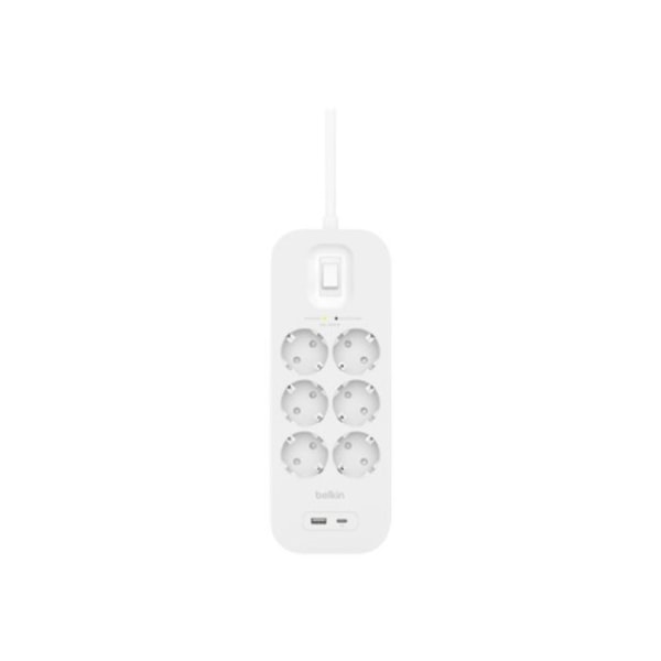 Belkin Connect - överspänningsskydd - med USB-C- och USB-A-portar