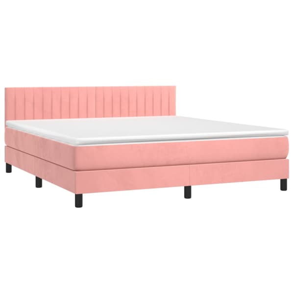 Ramsäng med madrass rosa 180x200 cm sammet