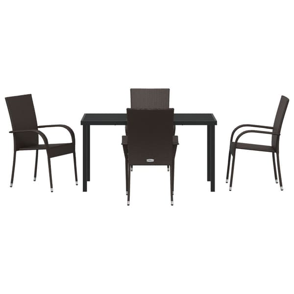 Trädgårdsmöbelset 5 pcs Brun Pulverlackerat stål