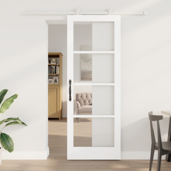Skjutdörr med skruvsats 'ORKDAL'Vit MDF & Glas
